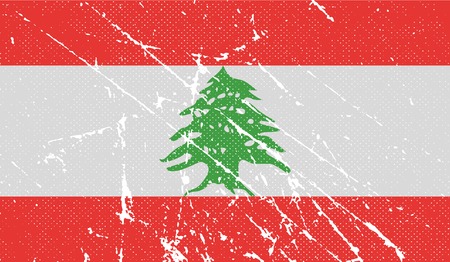 Flag of Lebanon with old texture. Vector illustrationのイラスト素材