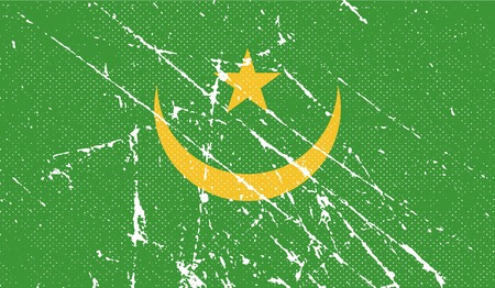 Flag of Mauritania with old texture. Vector illustrationのイラスト素材