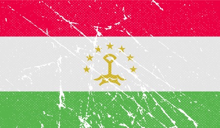 Flag of Tajikistan with old texture. Vector illustrationのイラスト素材