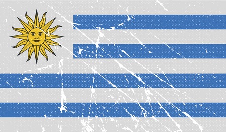 Flag of Uruguay with old texture. Vector illustrationのイラスト素材