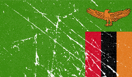 Flag of Zambia with old texture. Vector illustrationのイラスト素材