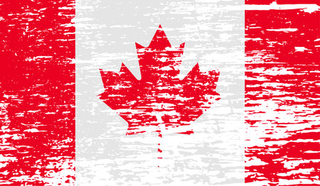 Flag of Canada with old texture. Vector illustrationのイラスト素材