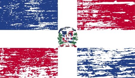 Flag of Dominican Republic with old texture. Vector illustrationのイラスト素材