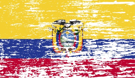 Flag of Ecuador with old texture. Vector illustrationのイラスト素材