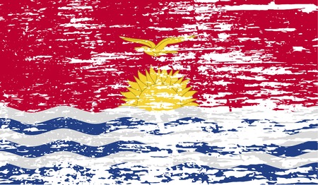 Flag of Kiribati with old texture. Vector illustrationのイラスト素材