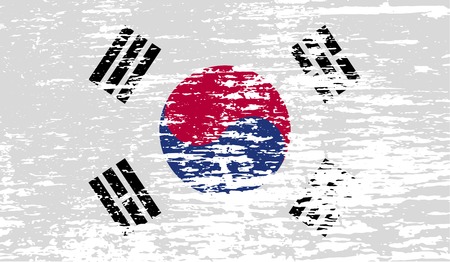Flag of South Korea with old texture. Vector illustrationのイラスト素材