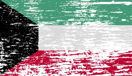 Flag of Kuwait with old texture. Vector illustrationのイラスト素材