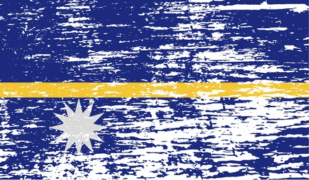 Flag of Nauru with old texture. Vector illustrationのイラスト素材