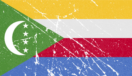Flag of Comoros with old texture. Vector illustrationのイラスト素材