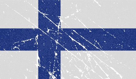 Flag of Finland with old texture. Vector illustrationのイラスト素材