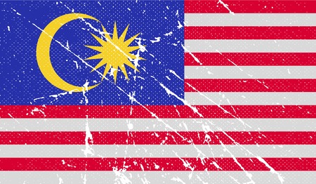 Flag of Malaysia with old texture. Vector illustrationのイラスト素材
