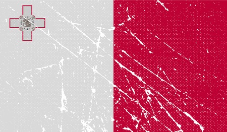 Flag of Malta with old texture. Vector illustrationのイラスト素材