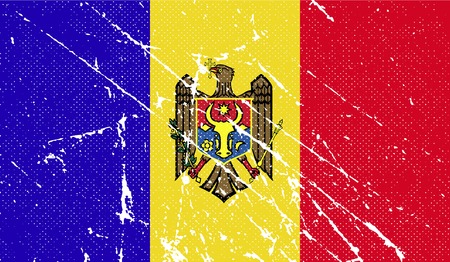 Flag of Moldova with old texture. Vector illustrationのイラスト素材