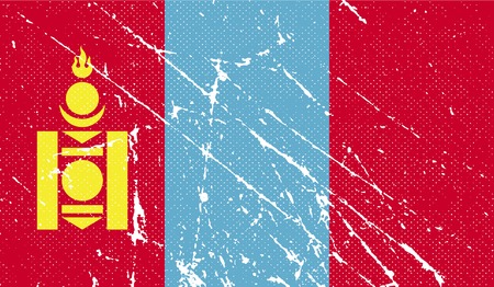 Flag of Mongolia with old texture. Vector illustrationのイラスト素材