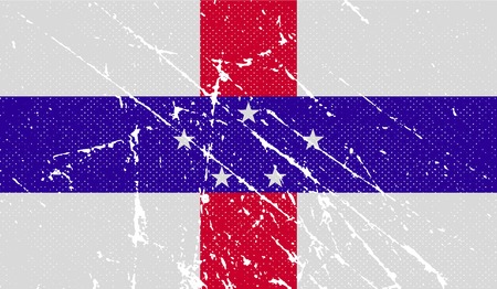 Flag of Netherlands Antilles with old texture. Vector illustrationのイラスト素材