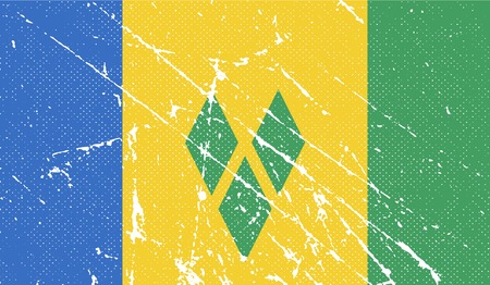 Flag of Saint Vincent and The Grenadines with old texture. Vector illustrationのイラスト素材