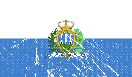 Flag of San Marino with old texture. Vector illustrationのイラスト素材