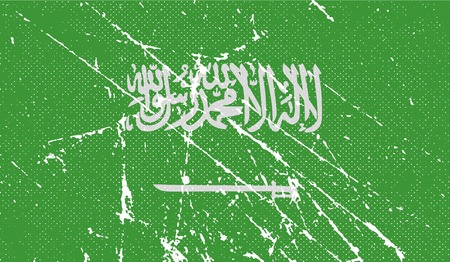 Flag of Saudi Arabia with old texture. Vector illustrationのイラスト素材