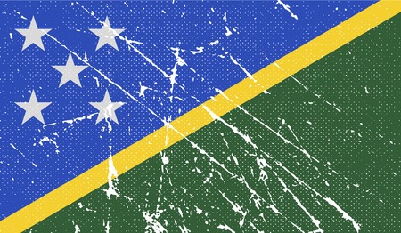 Flag of Solomon Islands with old texture. Vector illustrationのイラスト素材