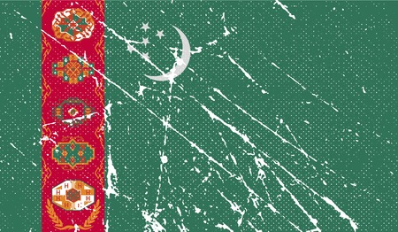 Flag of Turkmenistan with old texture. Vector illustrationのイラスト素材