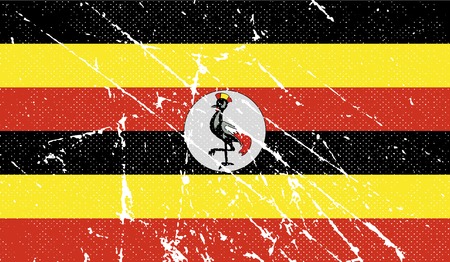 Flag of Uganda with old texture. Vector illustrationのイラスト素材