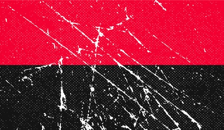 Flag of ukrainian nationalists OUN-UPA with old texture. Vector illustrationのイラスト素材