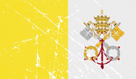 Flag of Vatican with old texture. Vector illustrationのイラスト素材