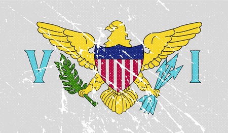Flag of Virgin Islands US with old texture. Vector illustrationのイラスト素材