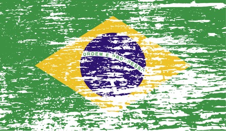 Flag of Brazil with old texture. Vector illustrationのイラスト素材