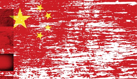 Flag of China with old texture. Vector illustrationのイラスト素材
