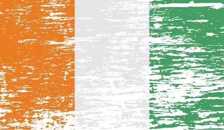 Flag of Cote divoire with old texture. Vector illustrationのイラスト素材