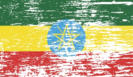 Flag of Ethiopia with old texture. Vector illustrationのイラスト素材