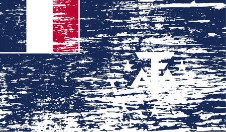 Flag of French Southern and Antarctic Lands with old texture. Vector illustrationのイラスト素材
