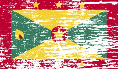 Flag of Grenada with old texture. Vector illustrationのイラスト素材