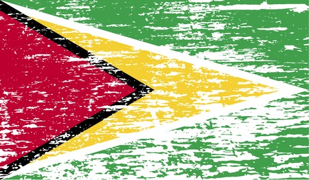 Flag of Guyana with old texture. Vector illustrationのイラスト素材