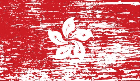 Flag of Hong Kong with old texture. Vector illustrationのイラスト素材