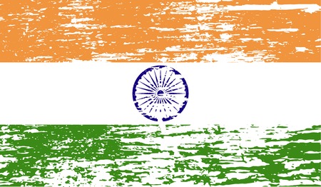 Flag of India with old texture. Vector illustrationのイラスト素材