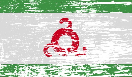 Flag of Ingushetia with old texture. Vector illustrationのイラスト素材