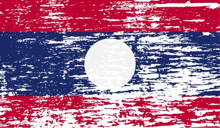 Flag of Laos with old texture. Vector illustrationのイラスト素材