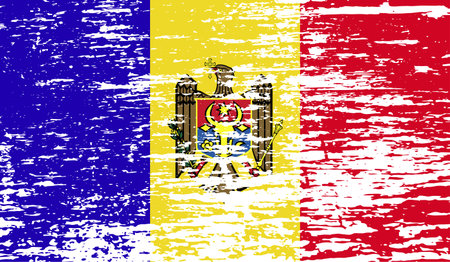 Flag of Moldova with old texture. Vector illustrationのイラスト素材