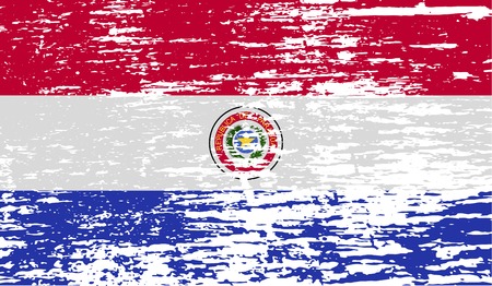 Flag of Paraguay with old texture. Vector illustrationのイラスト素材