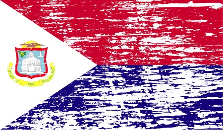 Flag of Saint Martin with old texture. Vector illustrationのイラスト素材