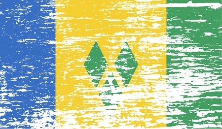 Flag of Saint Vincent and The Grenadines with old texture. Vector illustrationのイラスト素材