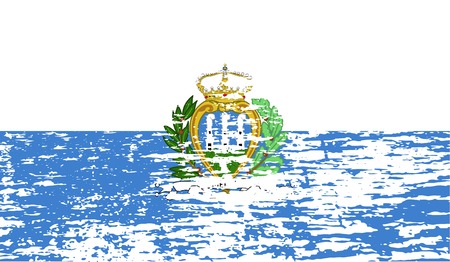 Flag of San Marino with old texture. Vector illustrationのイラスト素材