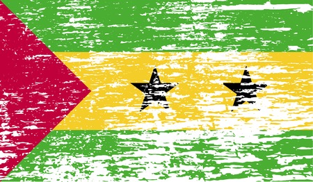 Flag of Sao Tome and Principe with old texture. Vector illustrationのイラスト素材