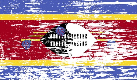 Flag of Swaziland with old texture. Vector illustrationのイラスト素材