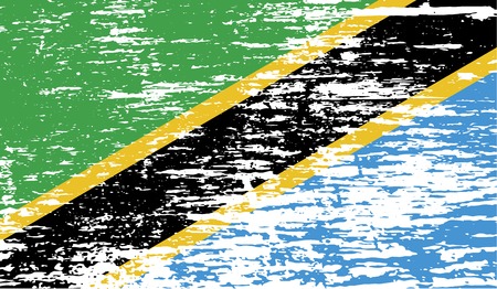 Flag of Tanzania with old texture. Vector illustrationのイラスト素材