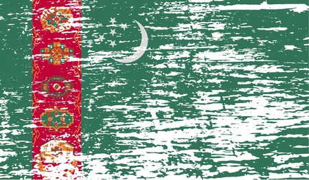Flag of Turkmenistan with old texture. Vector illustrationのイラスト素材