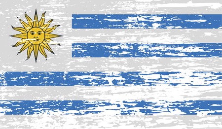 Flag of Uruguay with old texture. Vector illustrationのイラスト素材