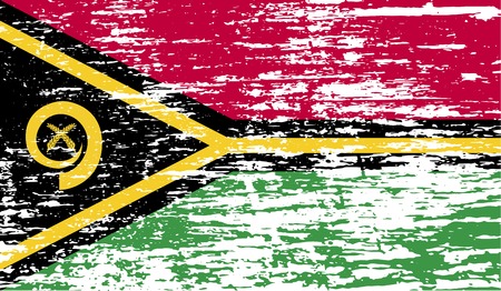 Flag of Vanuatu with old texture. Vector illustrationのイラスト素材